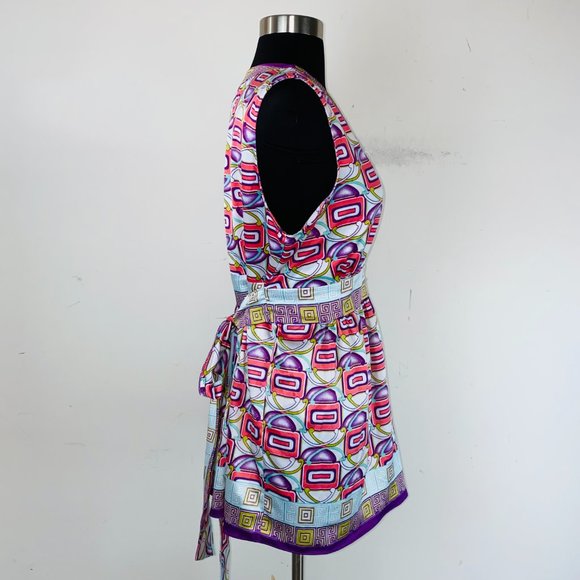 Nicole by Nicole Miller Greek Abstract Print V-Neck Tie Back Blouse 14 - Picture 5 of 7